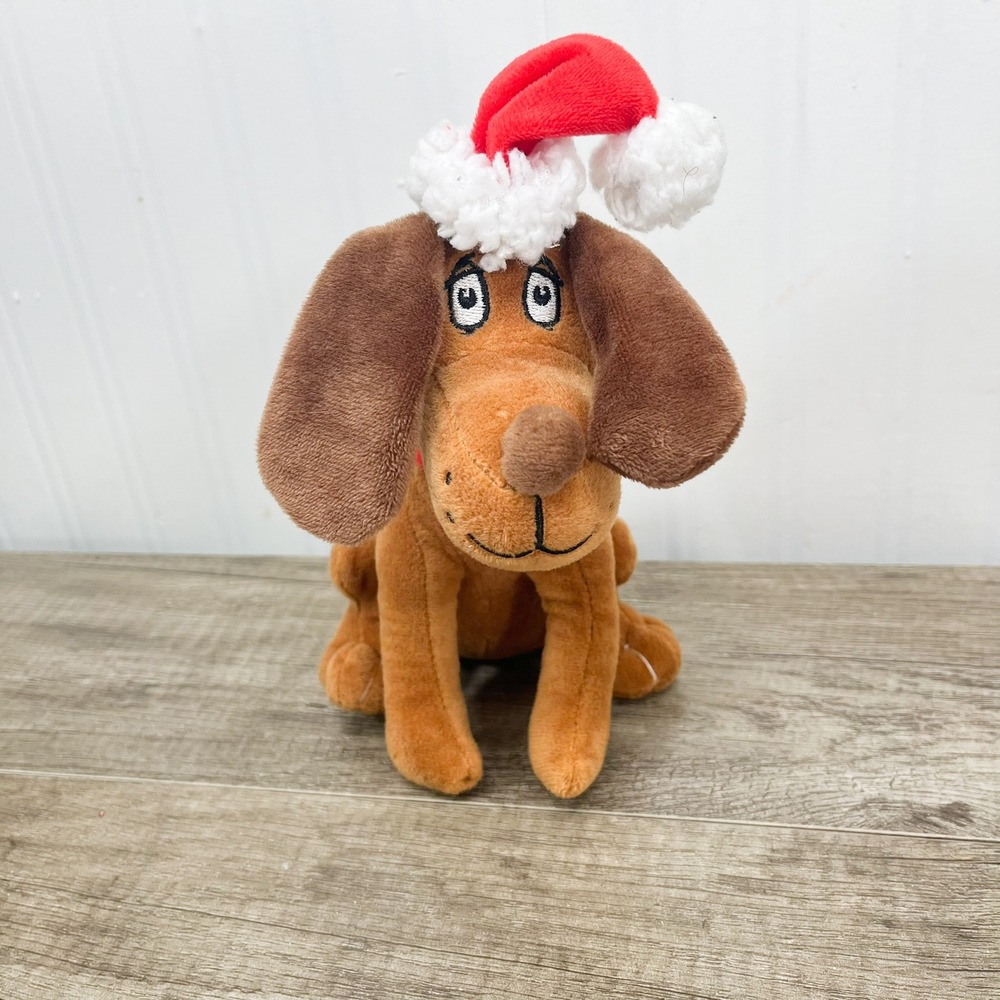 Dr Seuss The Grinch Max Dog Plush Santa Hat Christmas Stuffed Animal 8 Inch